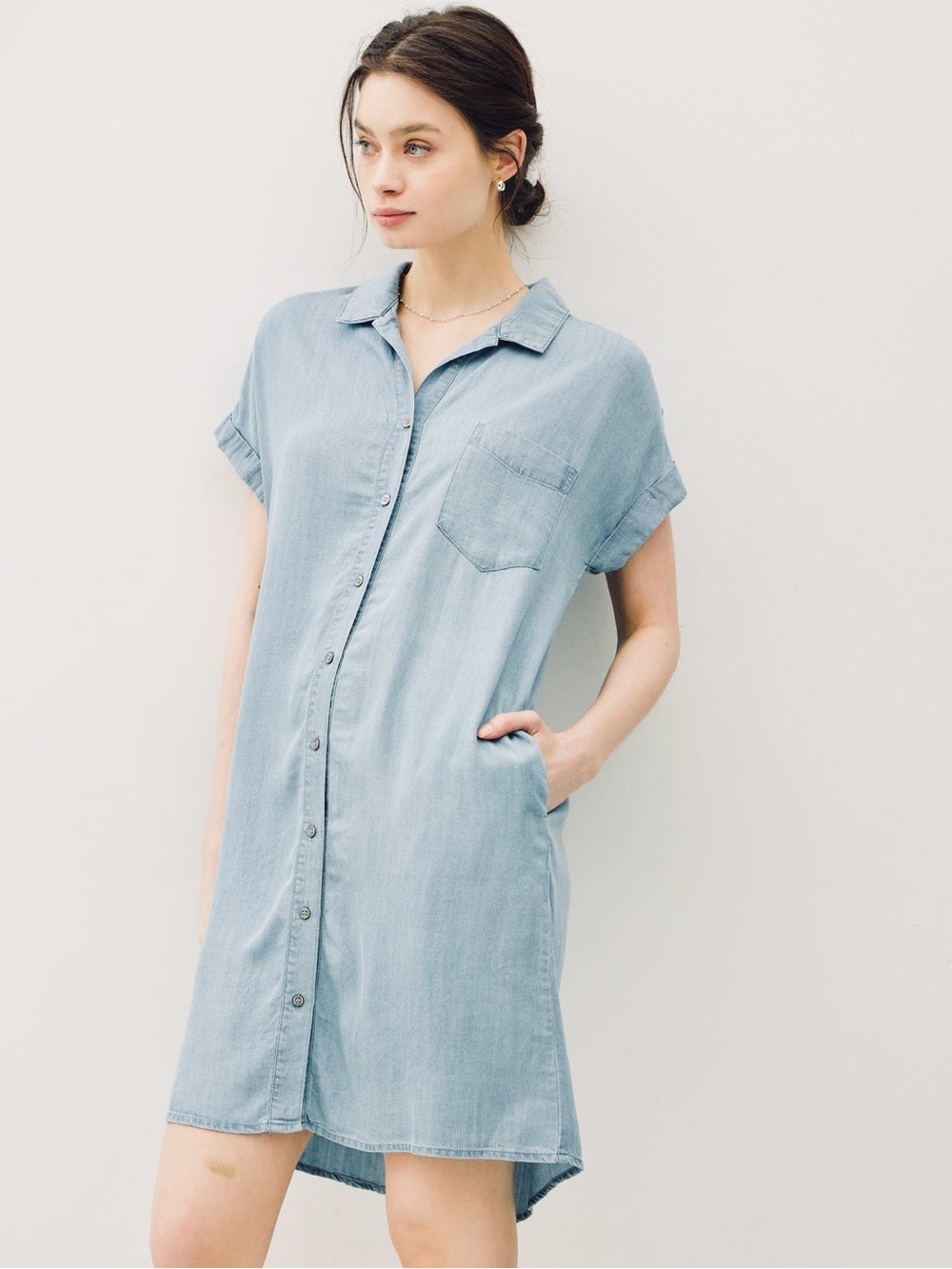 Dear John Denim - The Chambray Tencel Denim Shirt Dress with Pockets